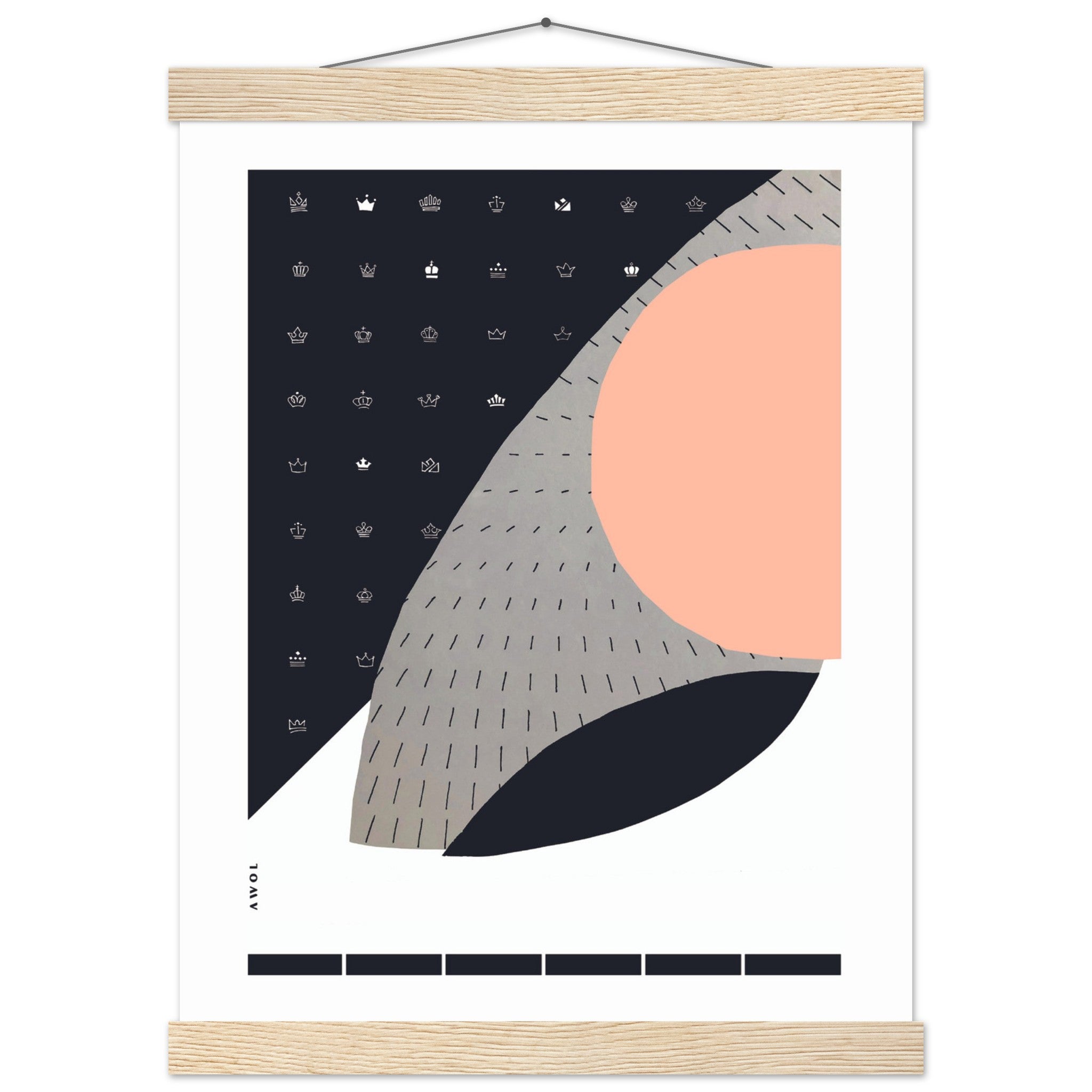 Scandinavian Art Print With Minimalist Pattern, Collage Art: Poster with Hanger