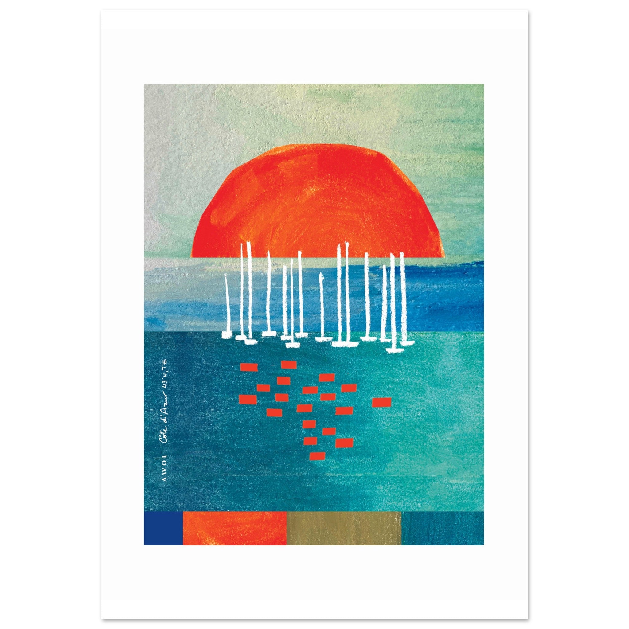 Sunset Wall Art With Sailboats On The Mediterranean Sea: Aluminum Print