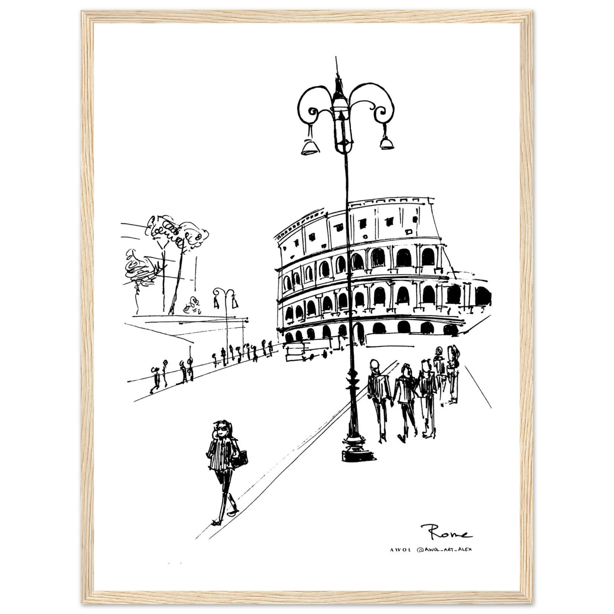 Black & White Rome, Italy Framed Wall Art Print