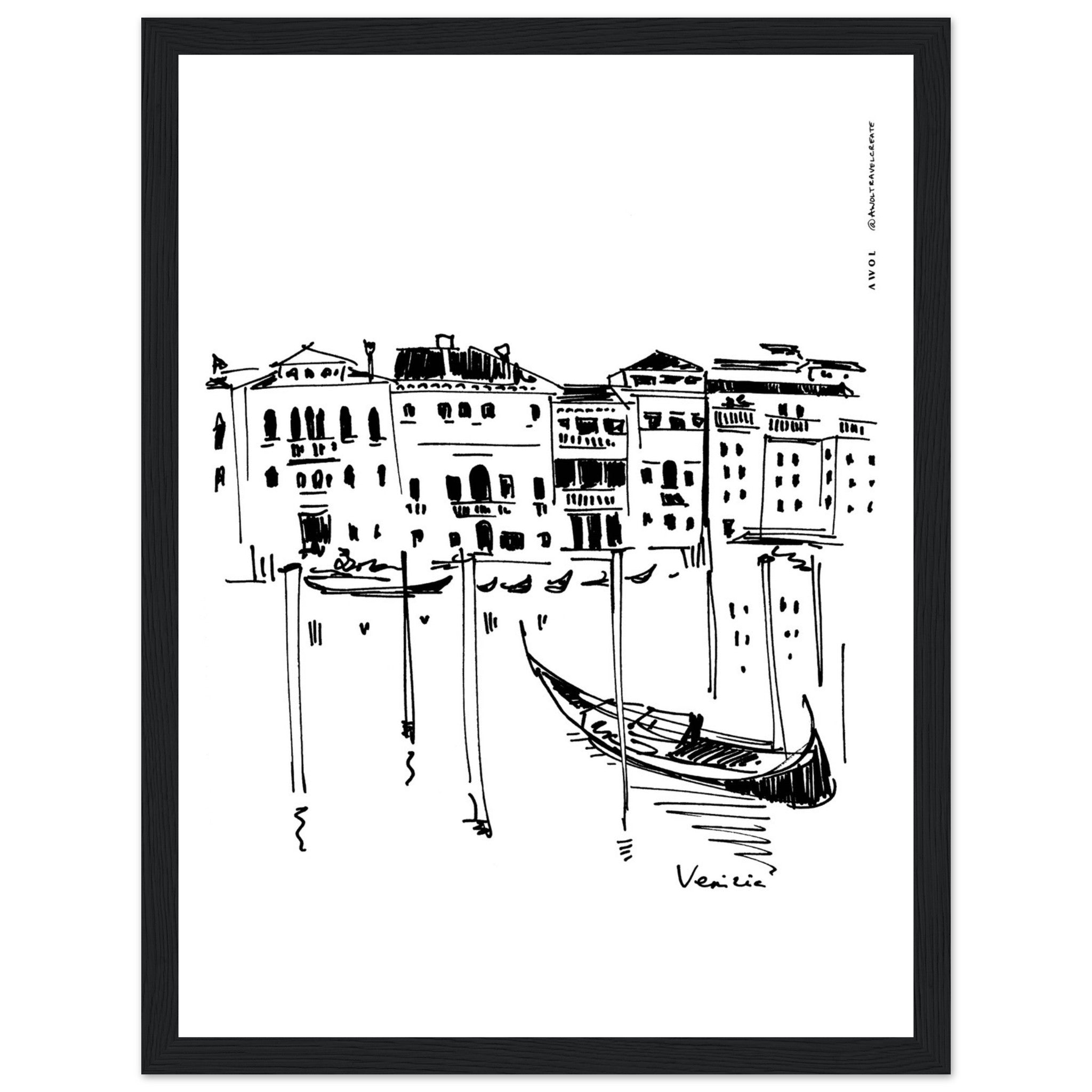 Venice Palazzos And Gondolas On The Grand Canal: Wooden Framed Poster