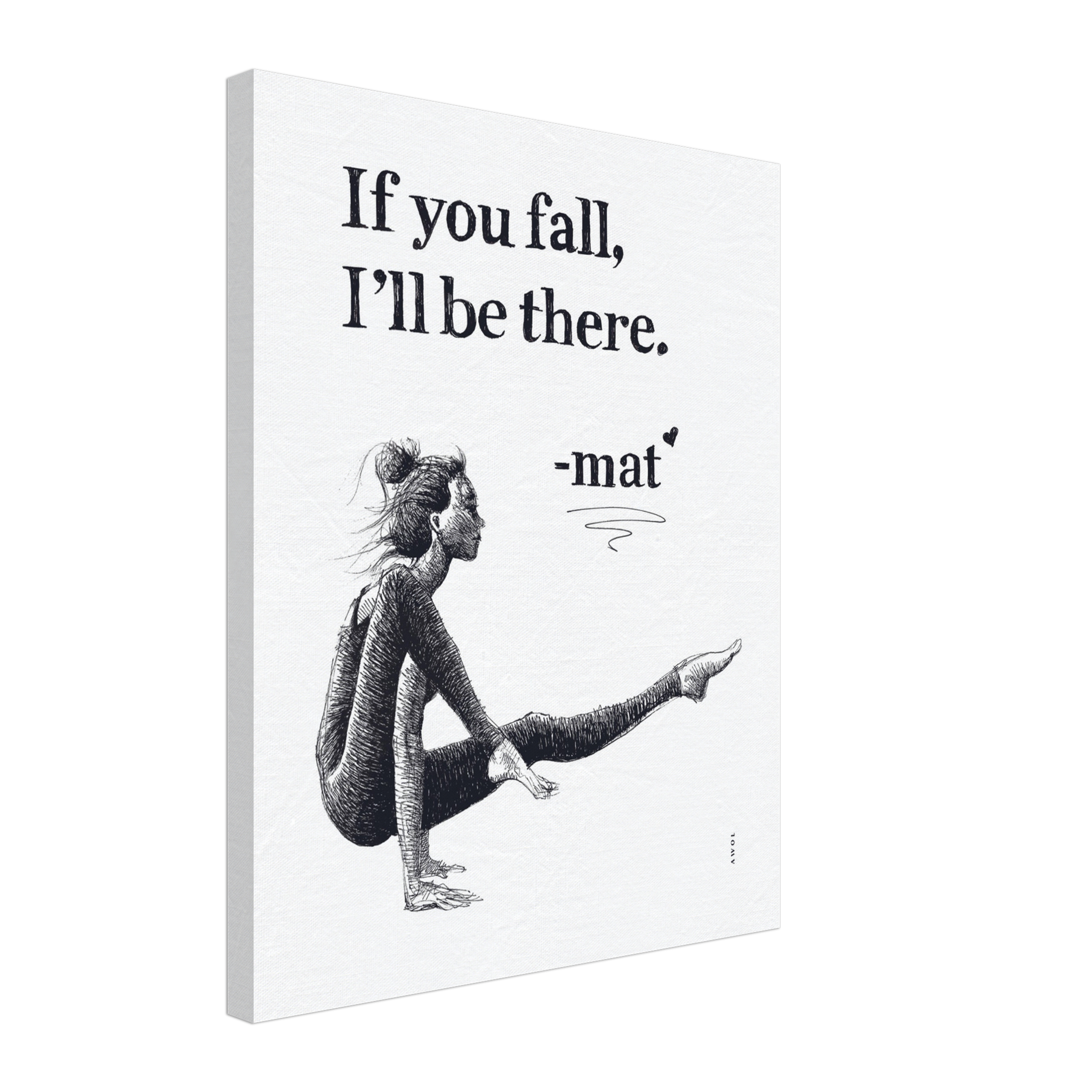 Woman In Yoga Pose On Yoga Mat With Inspirational Quote: Canvas Art Print