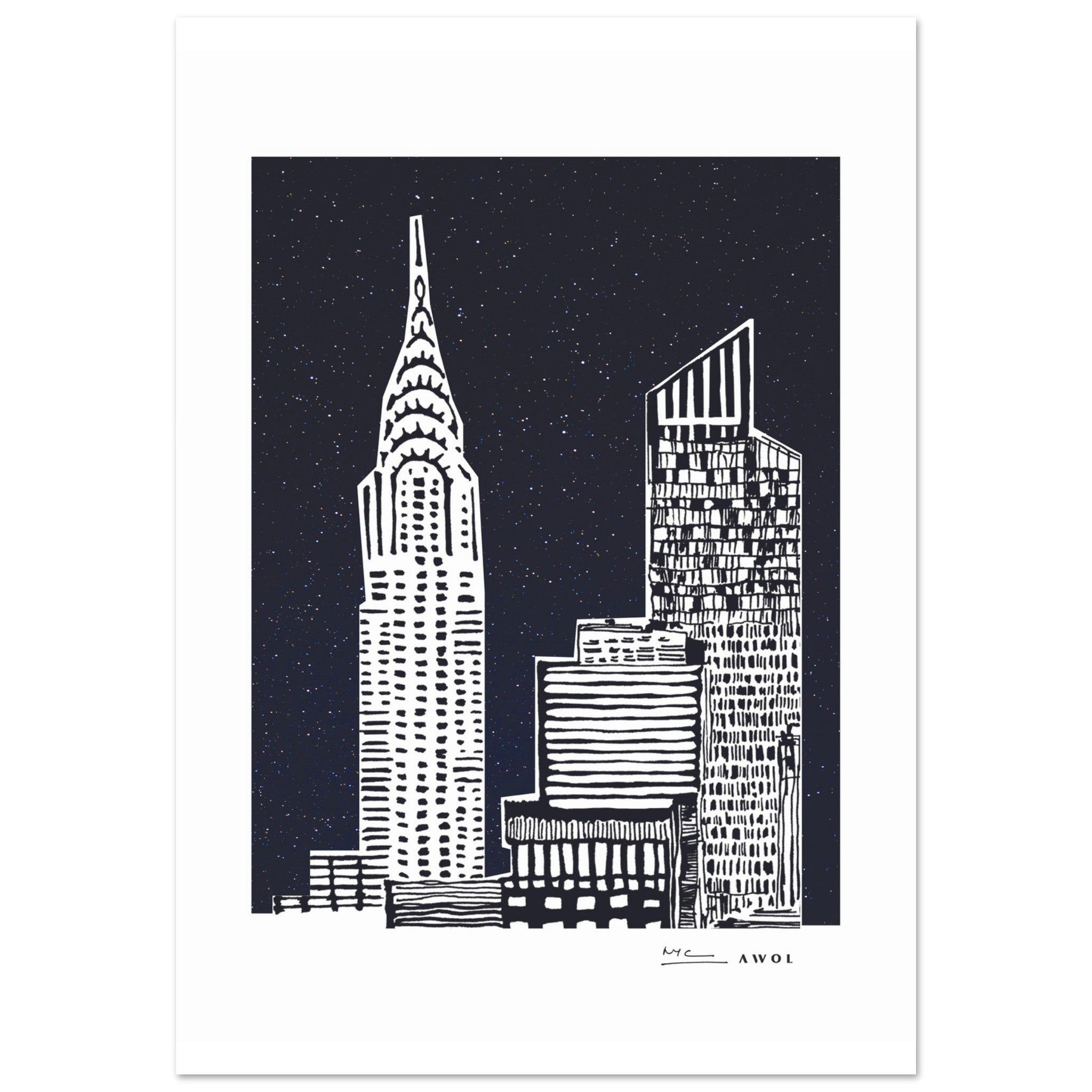 New York City At Night, Manhattan Abstraction: Aluminum Art Print