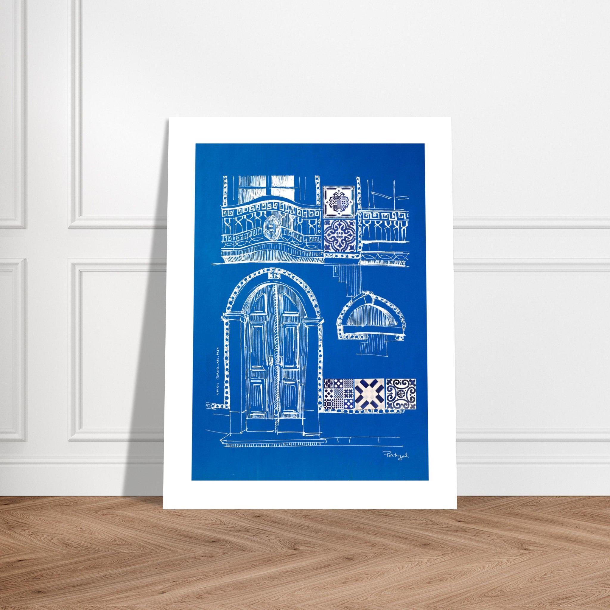 Blue Portugese House With Azulejo Tile Art: Fine Art Poster