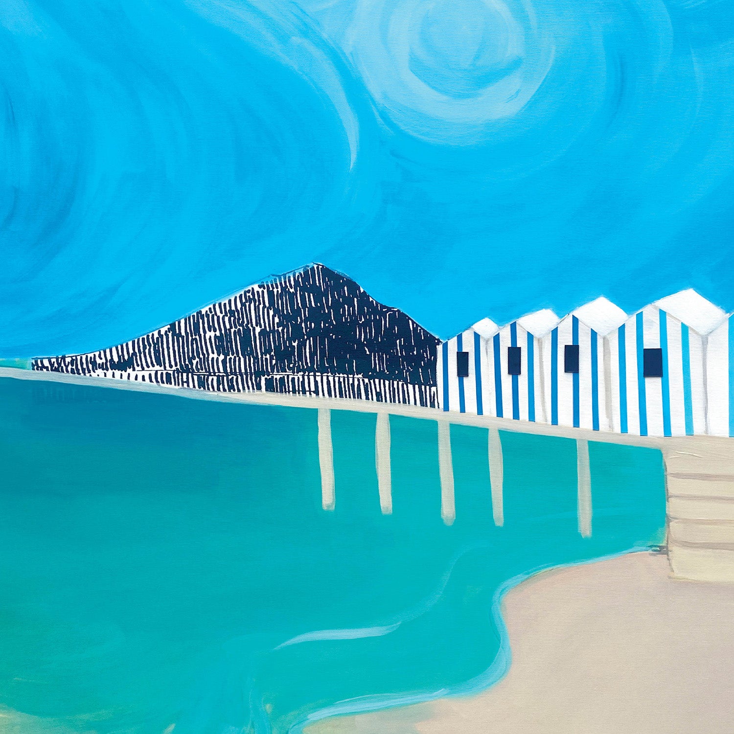 Amalfi Coast Travel Poster – Colourful Italian Wall Decor, Modern Art Print of Capri & Naples Seaside