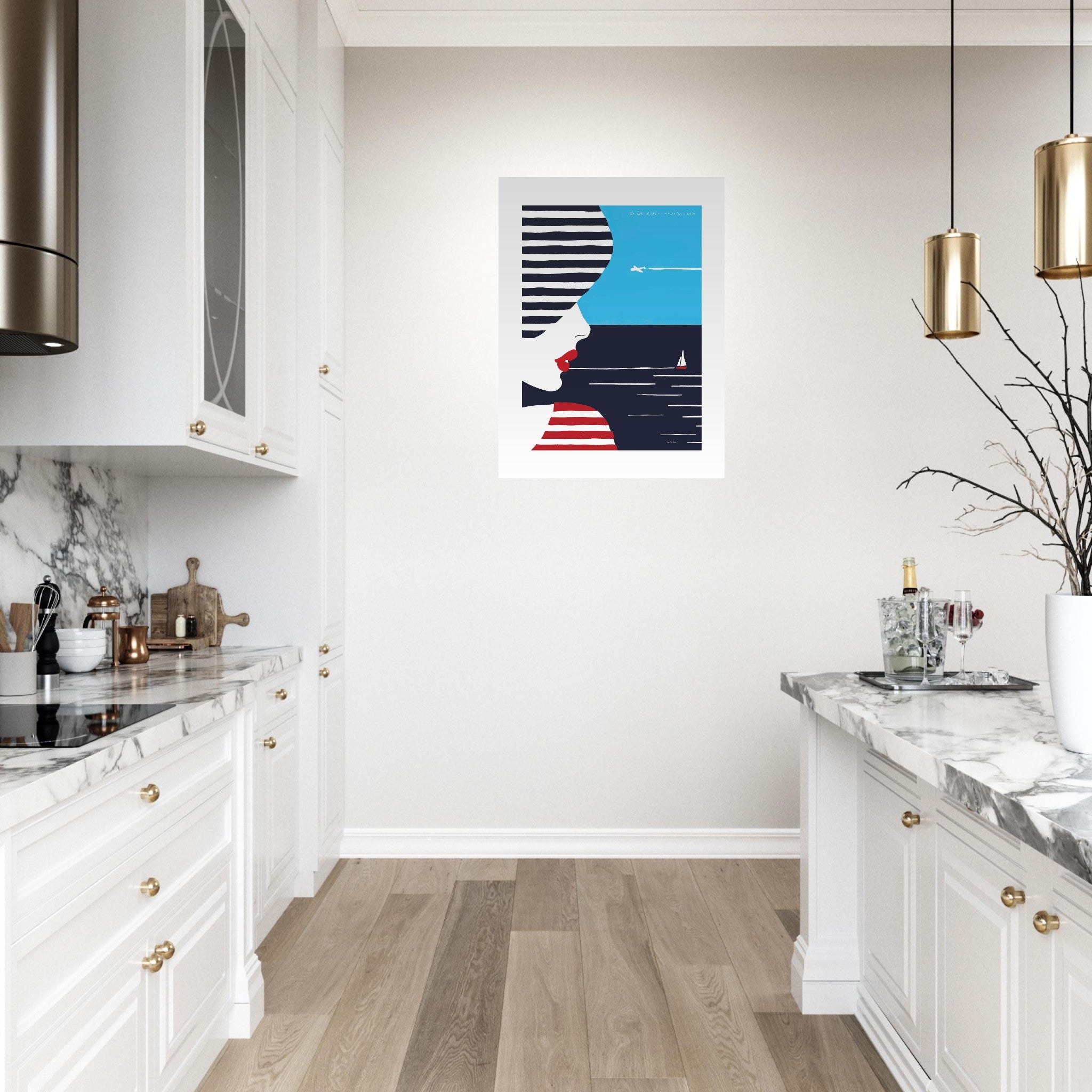 Colourful Beach Portrait Of A Woman By The Sea: Aluminum Art Print