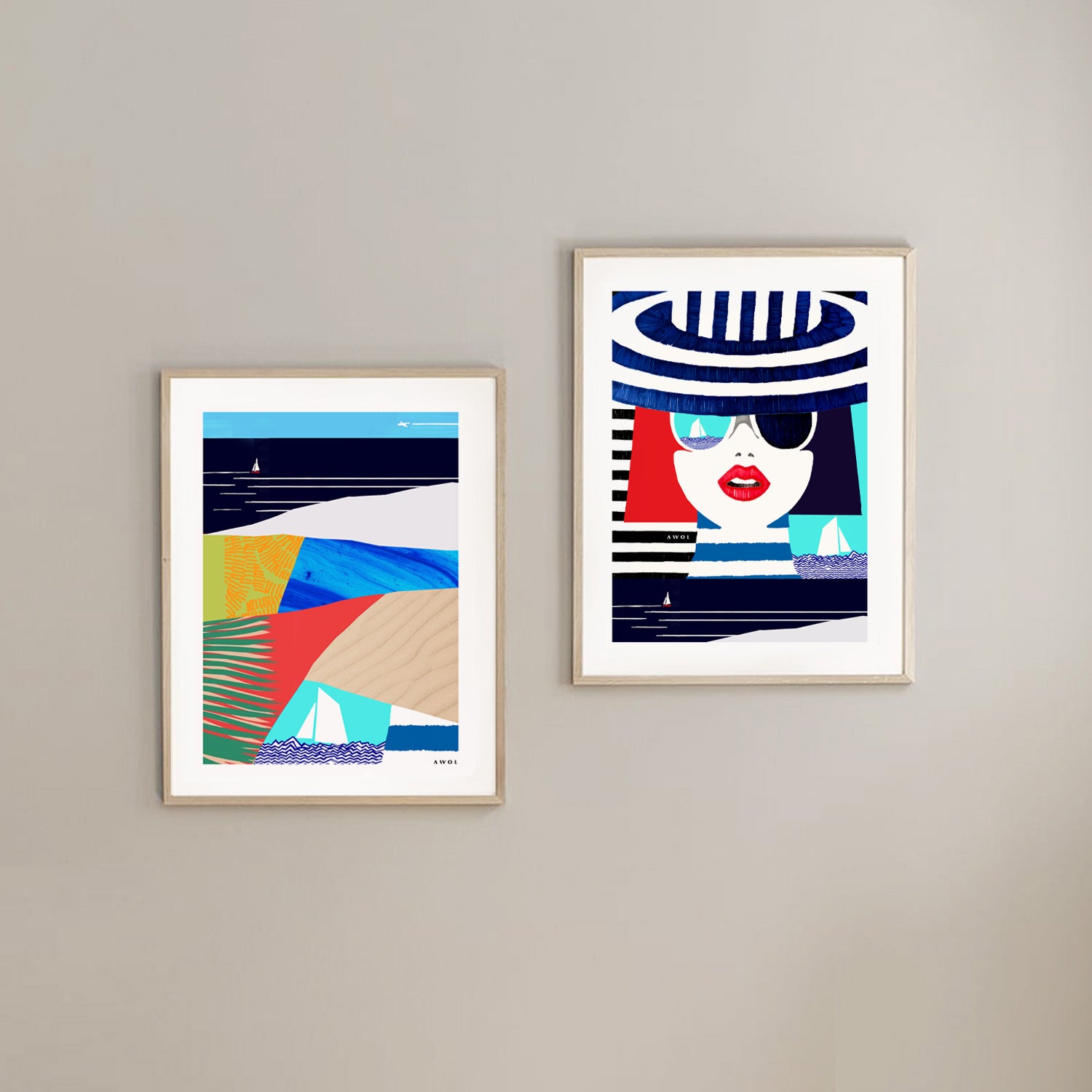 Tropical Beach Paradise With Palm Trees, Travel Art Print On Aluminum