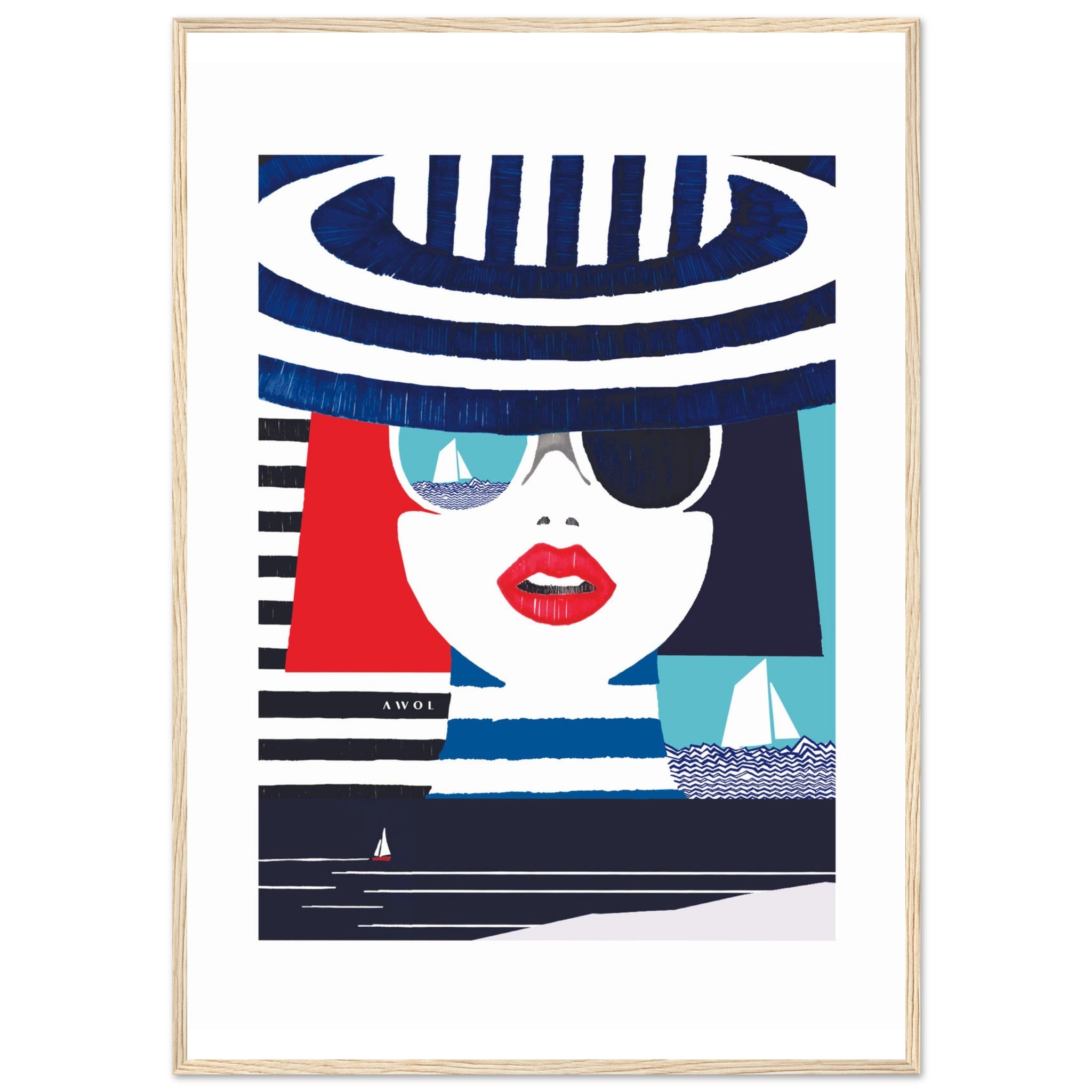 Portrait Of A Woman On The Beach: Mediterranean Wall Art, Framed Print