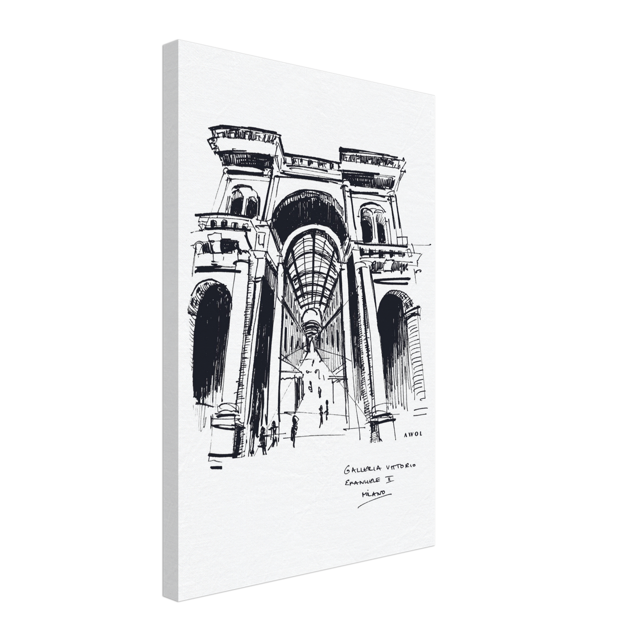 Milan City Elegance, Luxury Shopping Landmark Art: Canvas Print