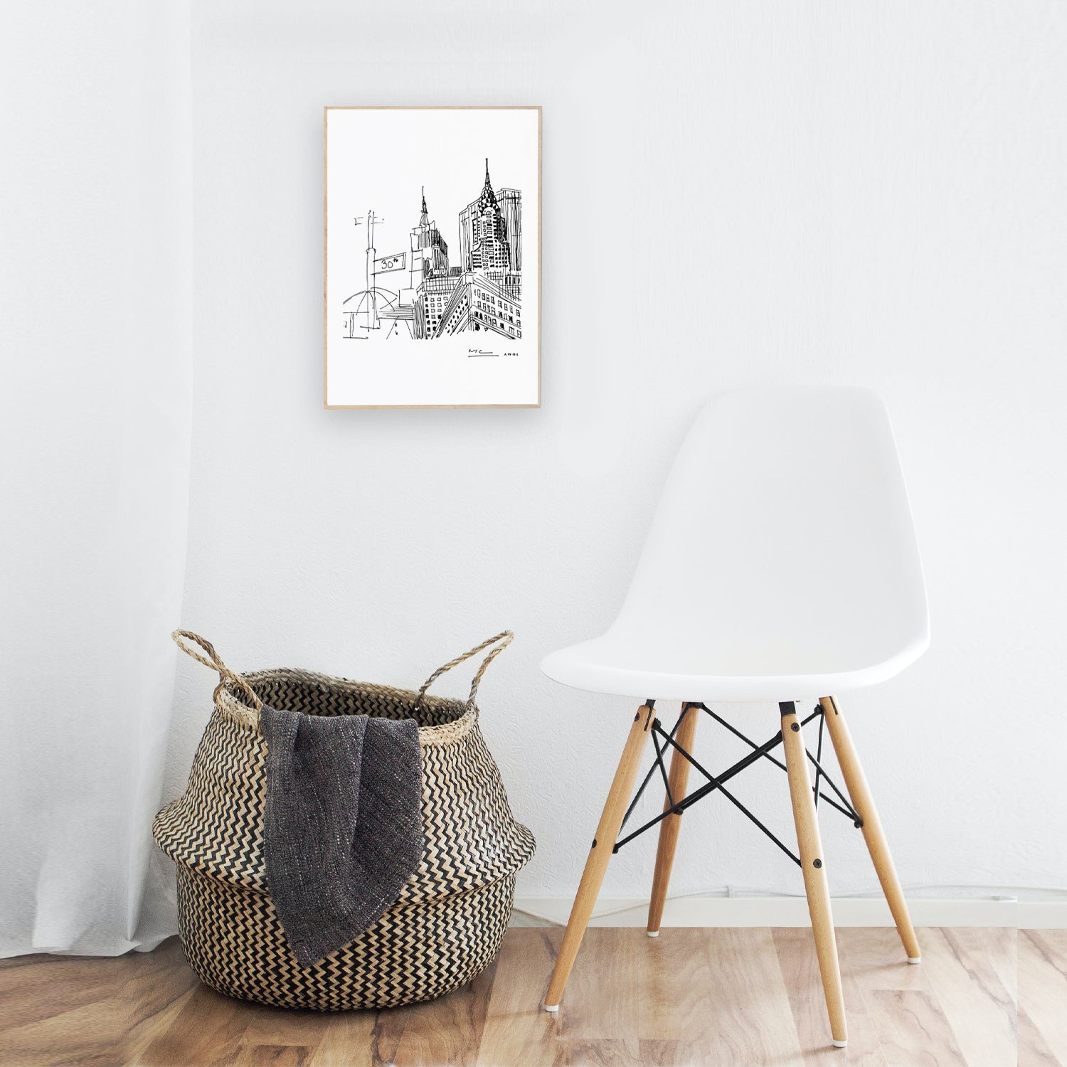 New York City Skyline Art, Iconic Skyscrapers: Framed Art Print