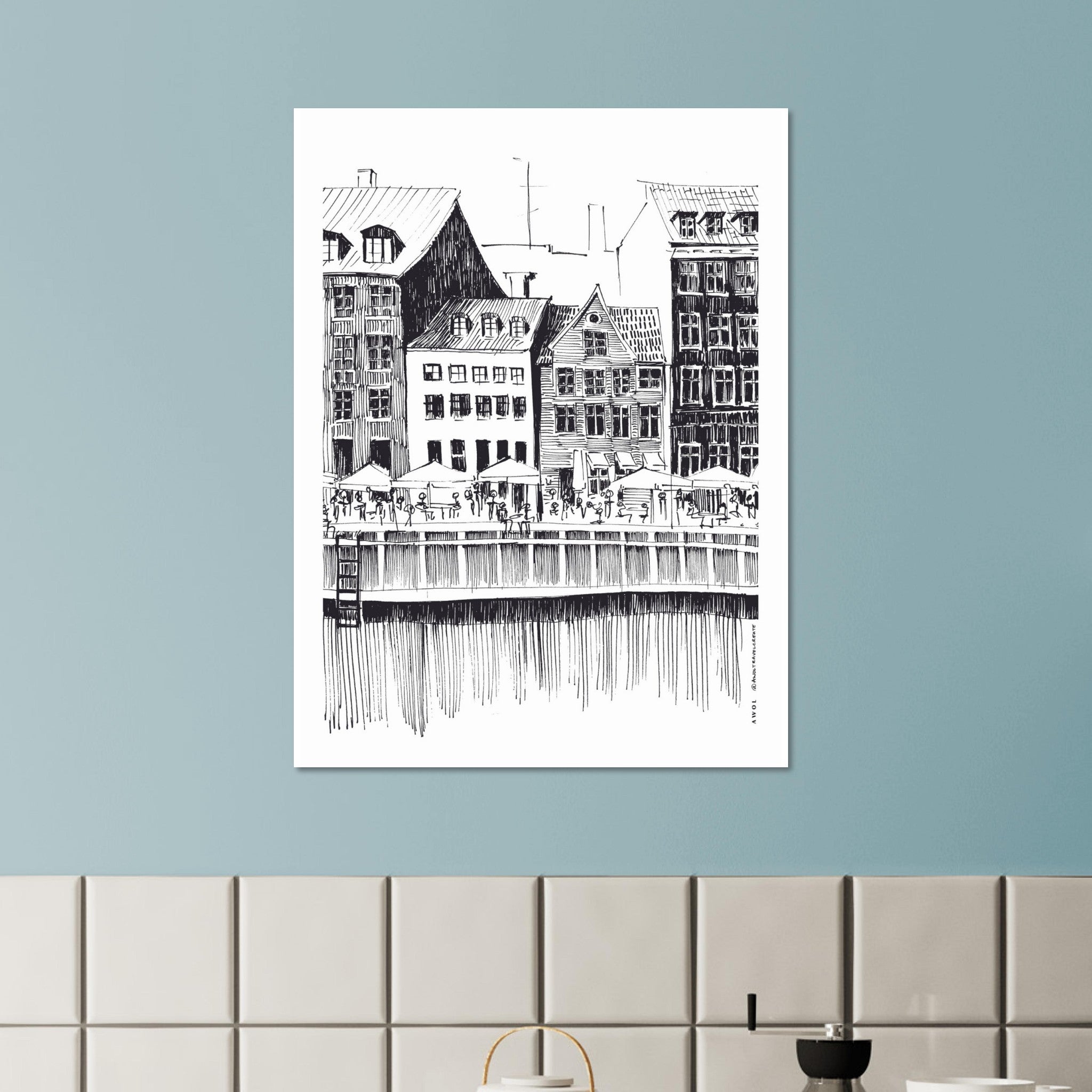 Saturday Afternoon By Nyhavn Canal In Copenhagen, Denmark: Premium Matte Paper Art Print