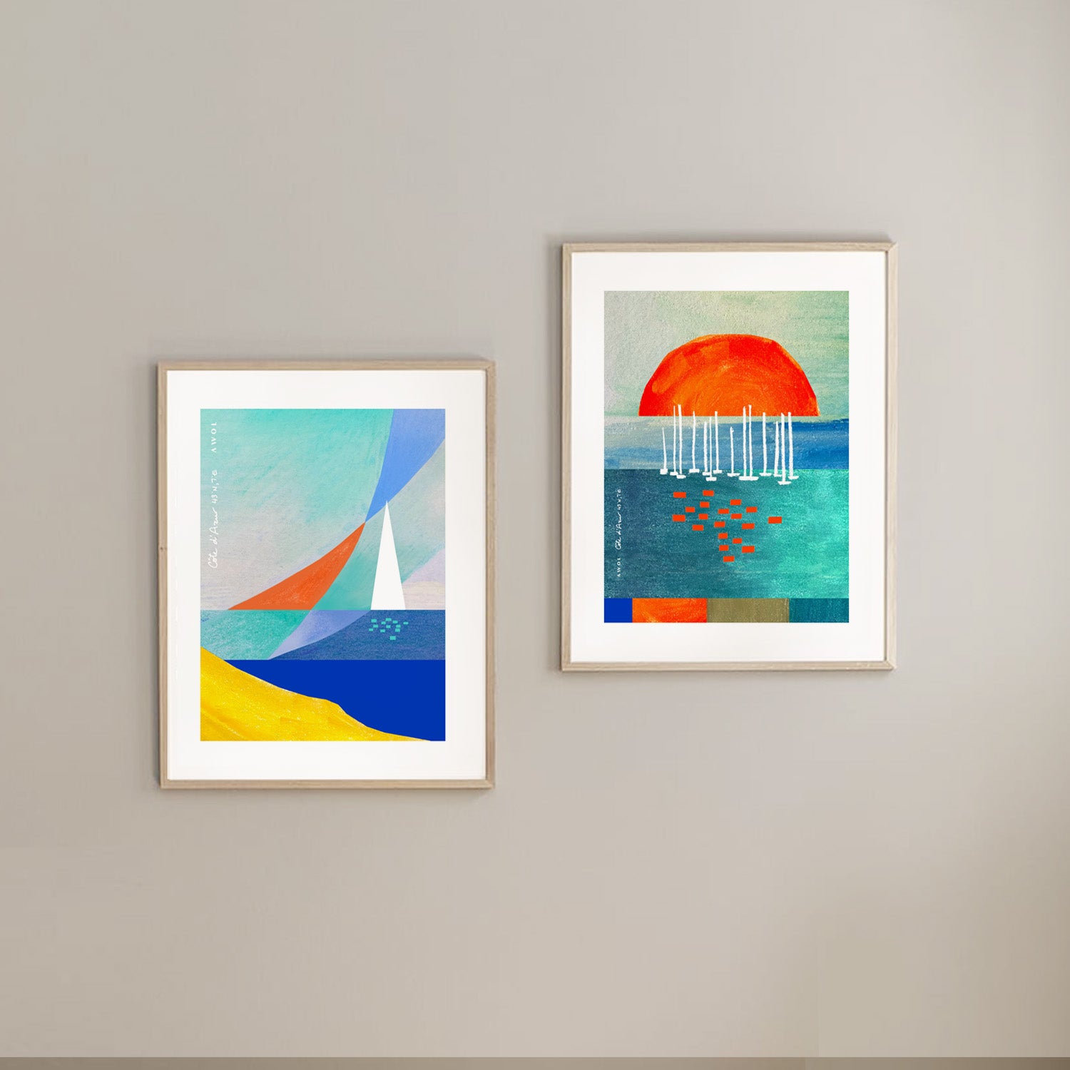 Sunrise Over The Sea, Colourful Seaside Landscape Artwork: Framed Print