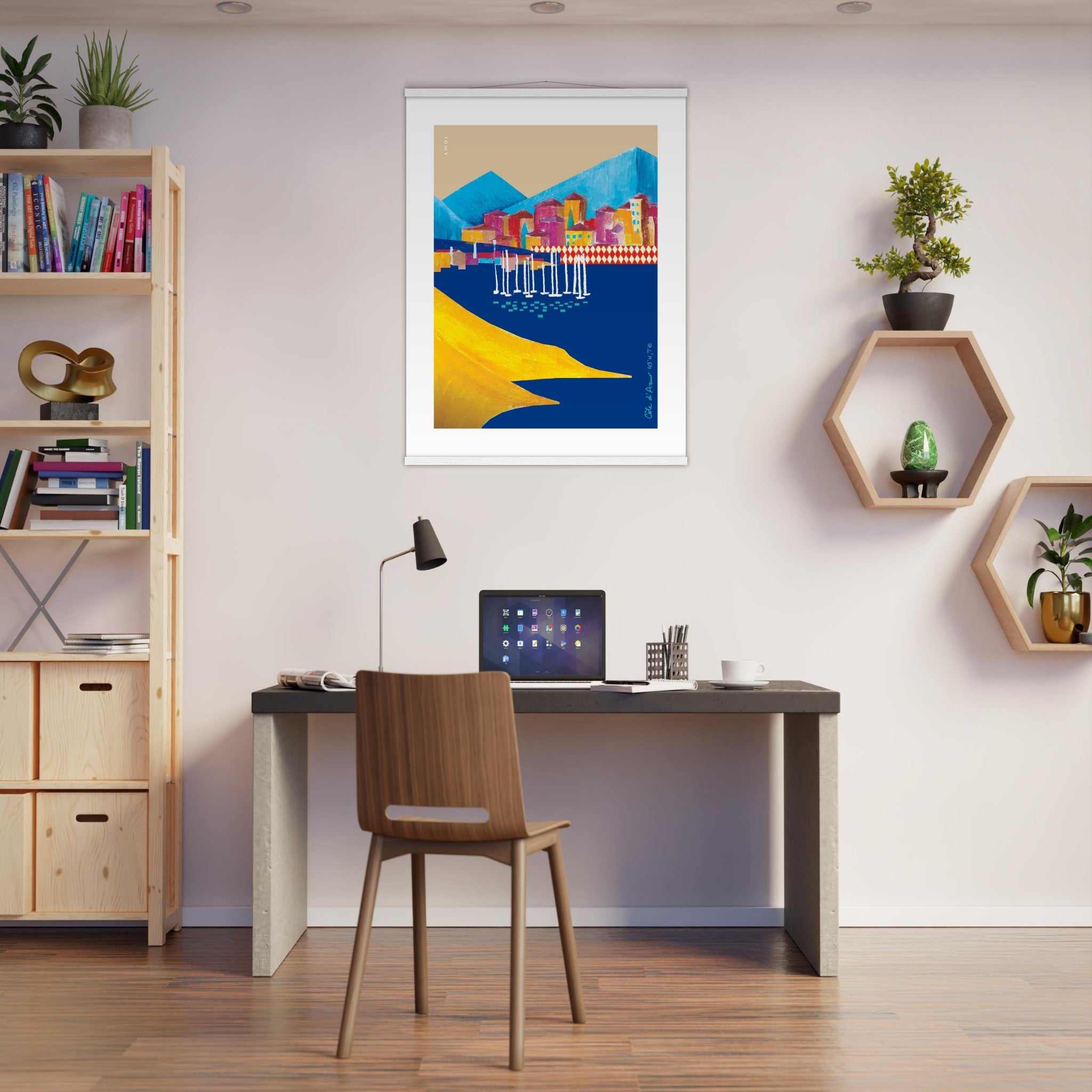 Colourful Villas On the Mediterranean Sea, Travel Poster With Hanger