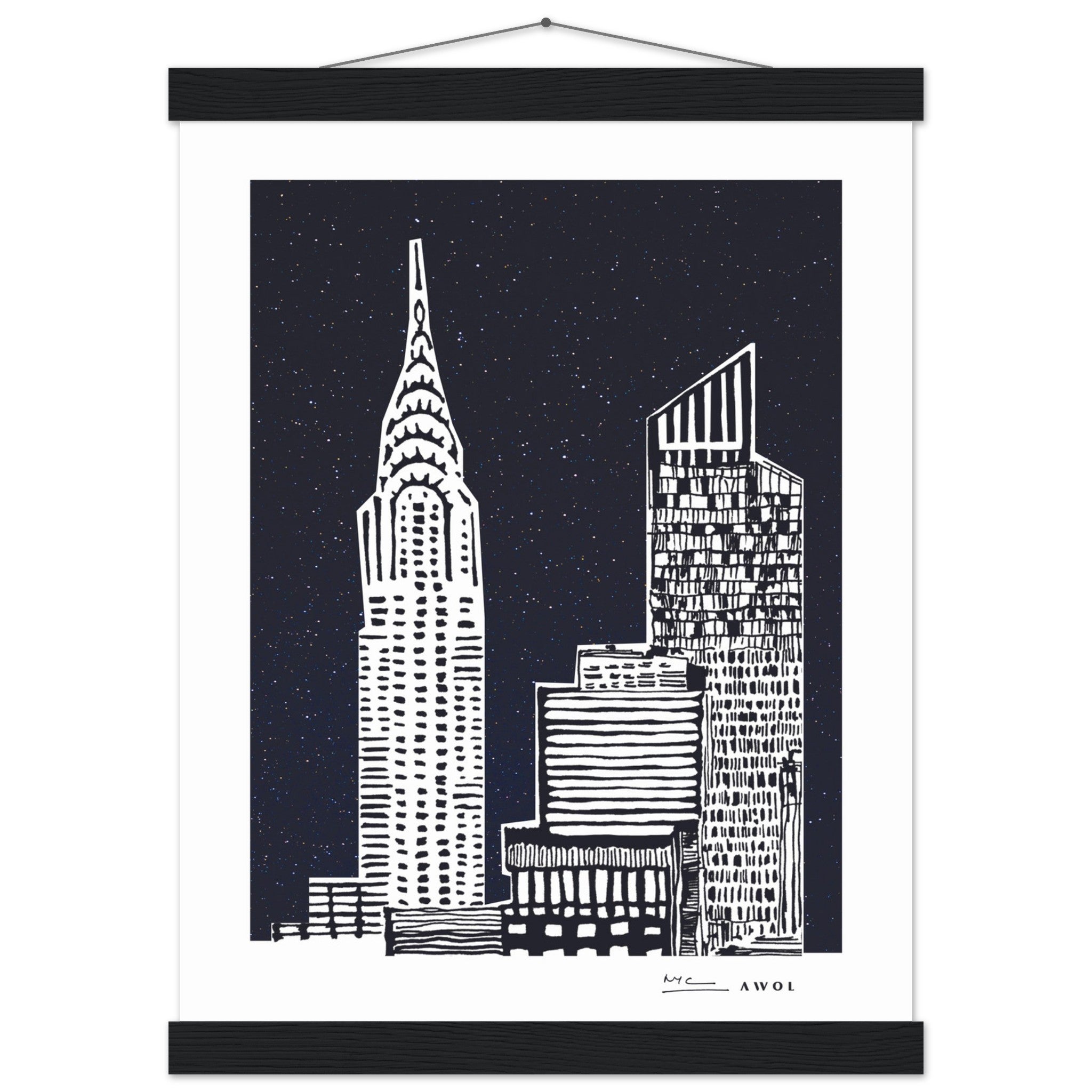 New York City At Night, Manhattan Abstraction: Poster with Hanger