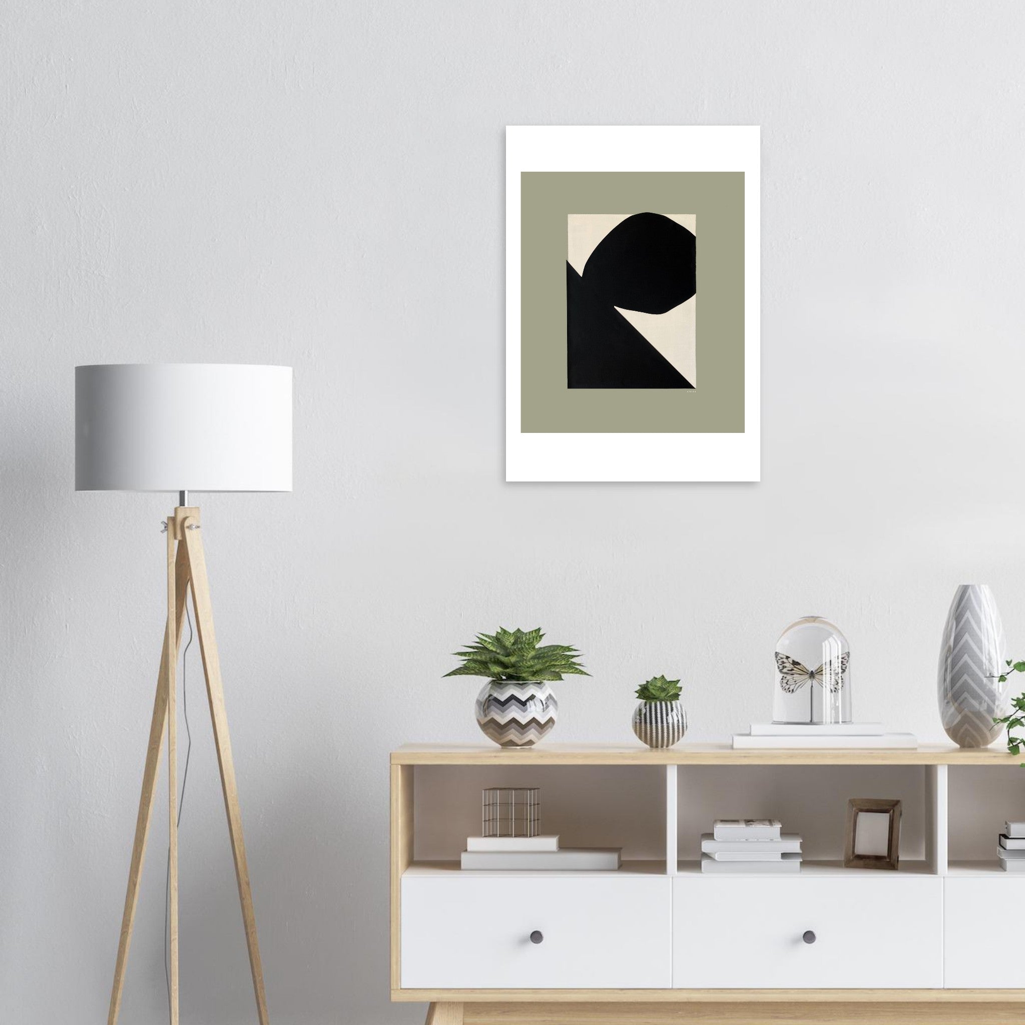 Abstract Art, Mountain Landscape With Boulder, Premium Matte Paper Poster