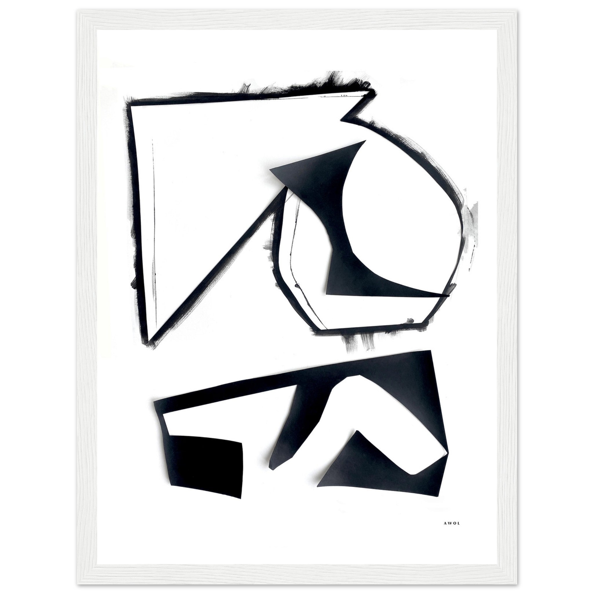 Abstract Hiking Trails: Black And White Collage Art: Framed Art Print