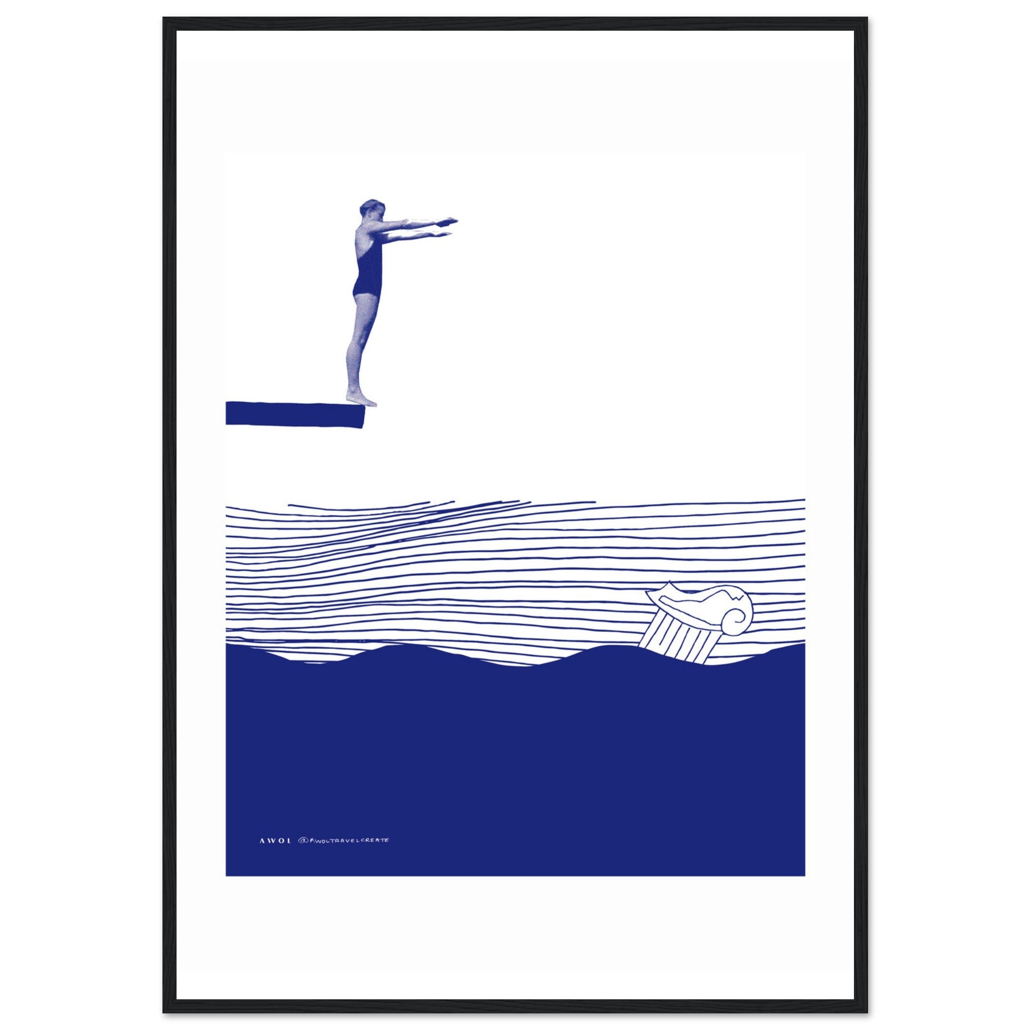 Diving Into The Mediterranean Sea, Framed Art Print