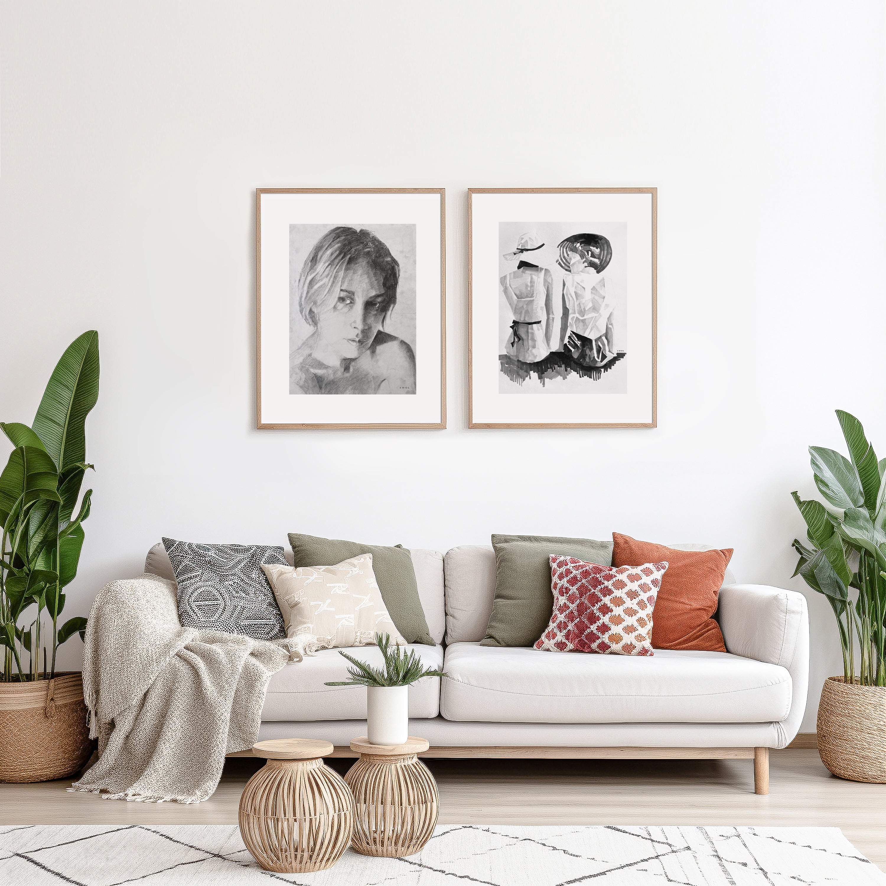 Elegant Women By The Sea: Friends In The Sun Portrait, Poster Print