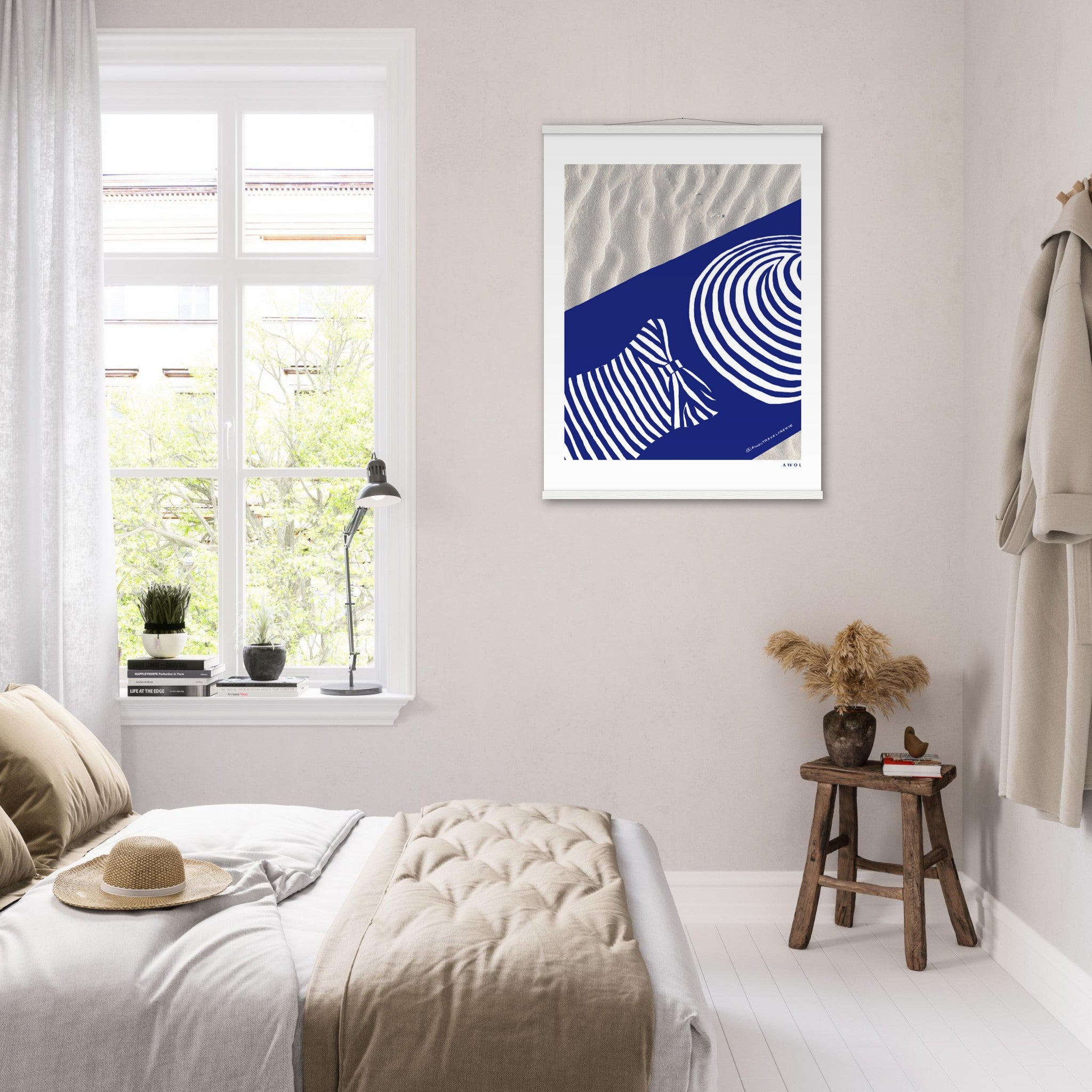 Woman In Oversized Hat And Stripes Sleeping On The Beach: Island Mood: Classic Matte Paper Poster with Hanger