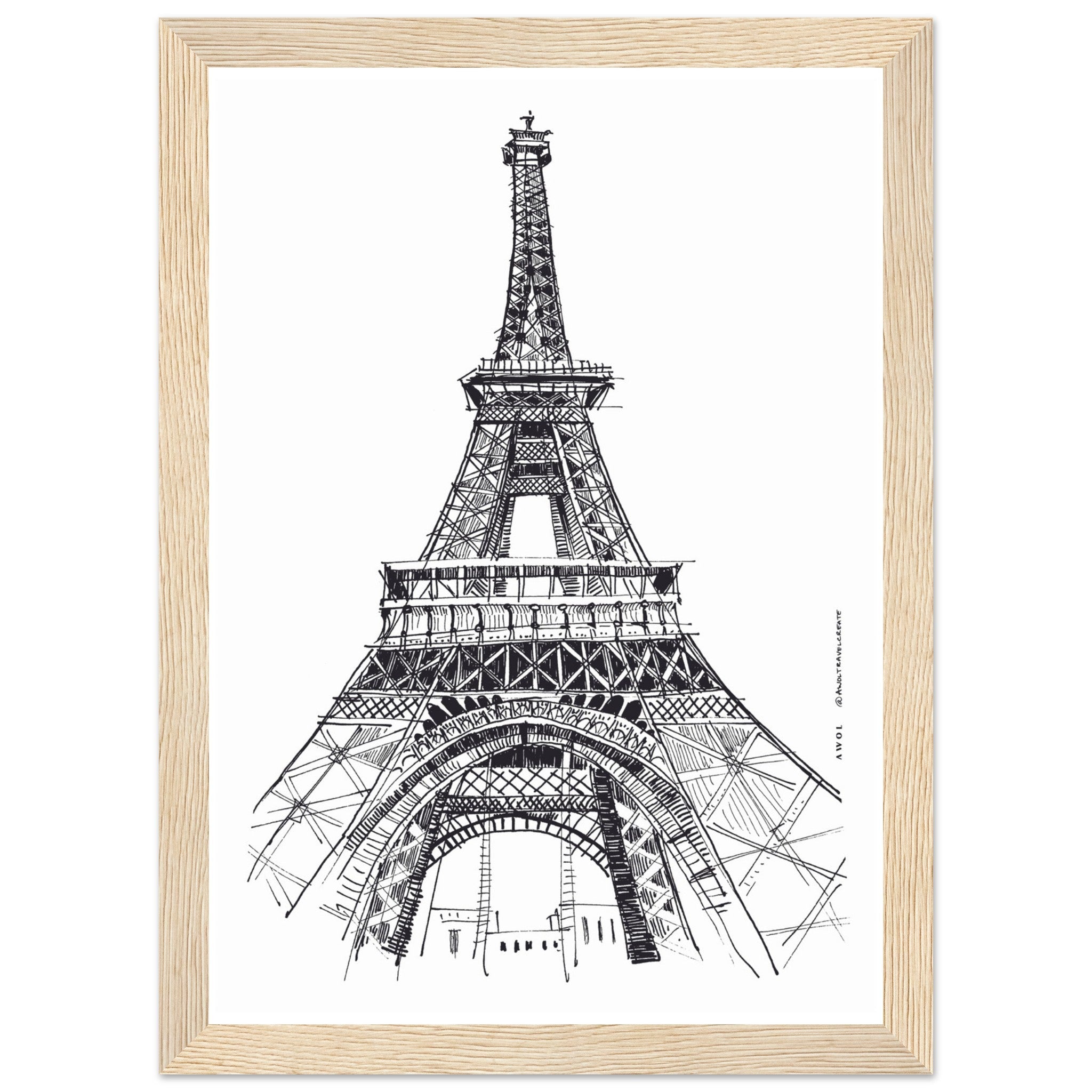 Black And White City Poster, Paris Wall Art With Eiffel Tower: Framed Art Print