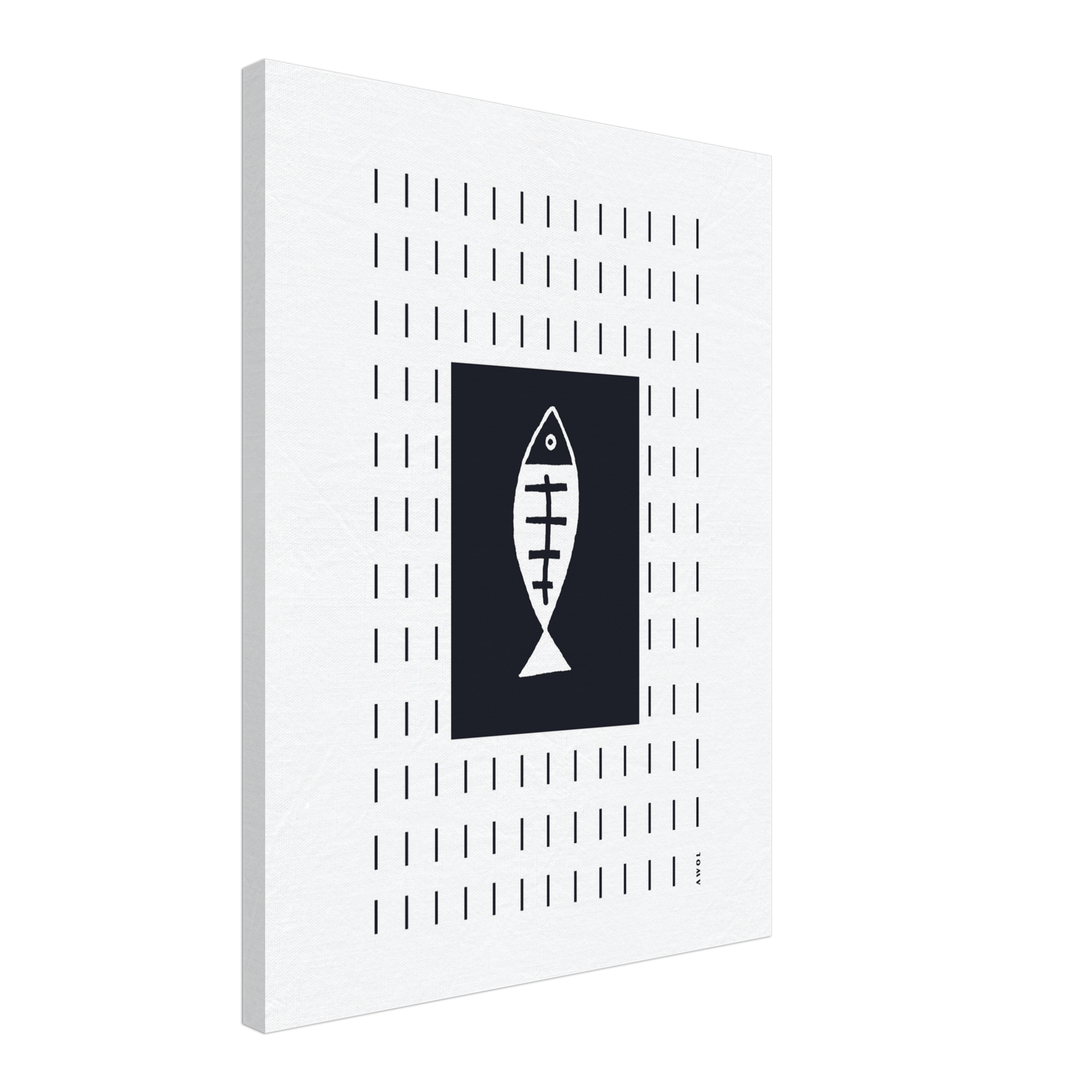 Black and White Fish Art, Scandinavian Wall Art Print On Canvas