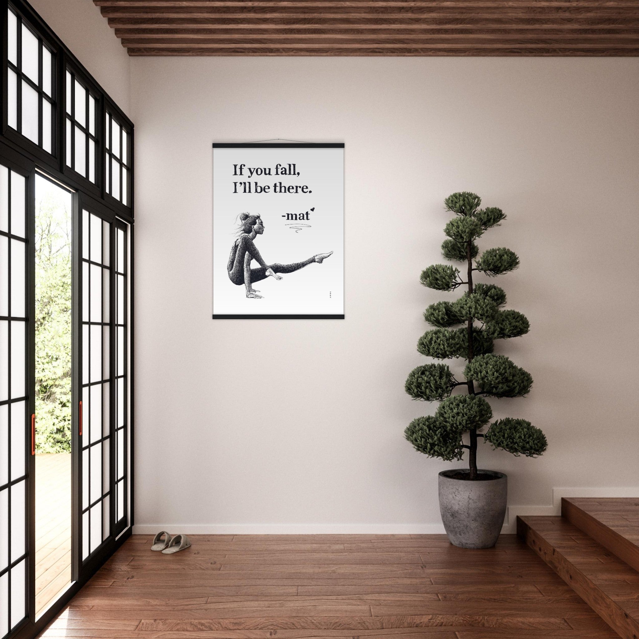 Spiritual Yoga Pose Art With Inspiring Quote: Poster Print with Hanger