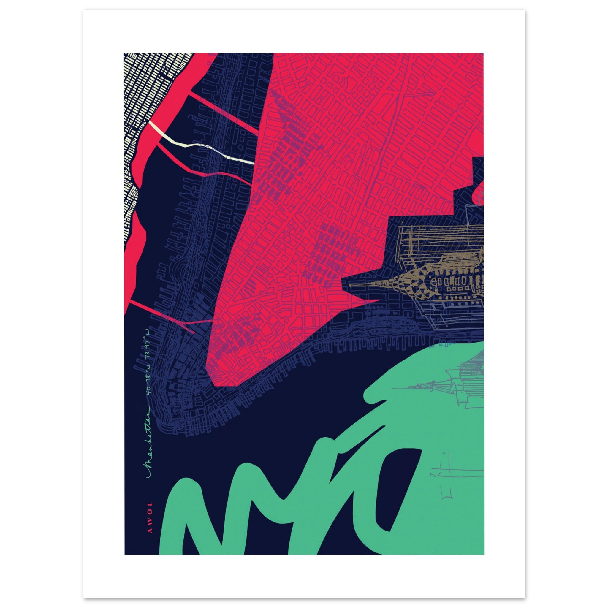 New York CIty Abstraction: NYC Urban Poster Print