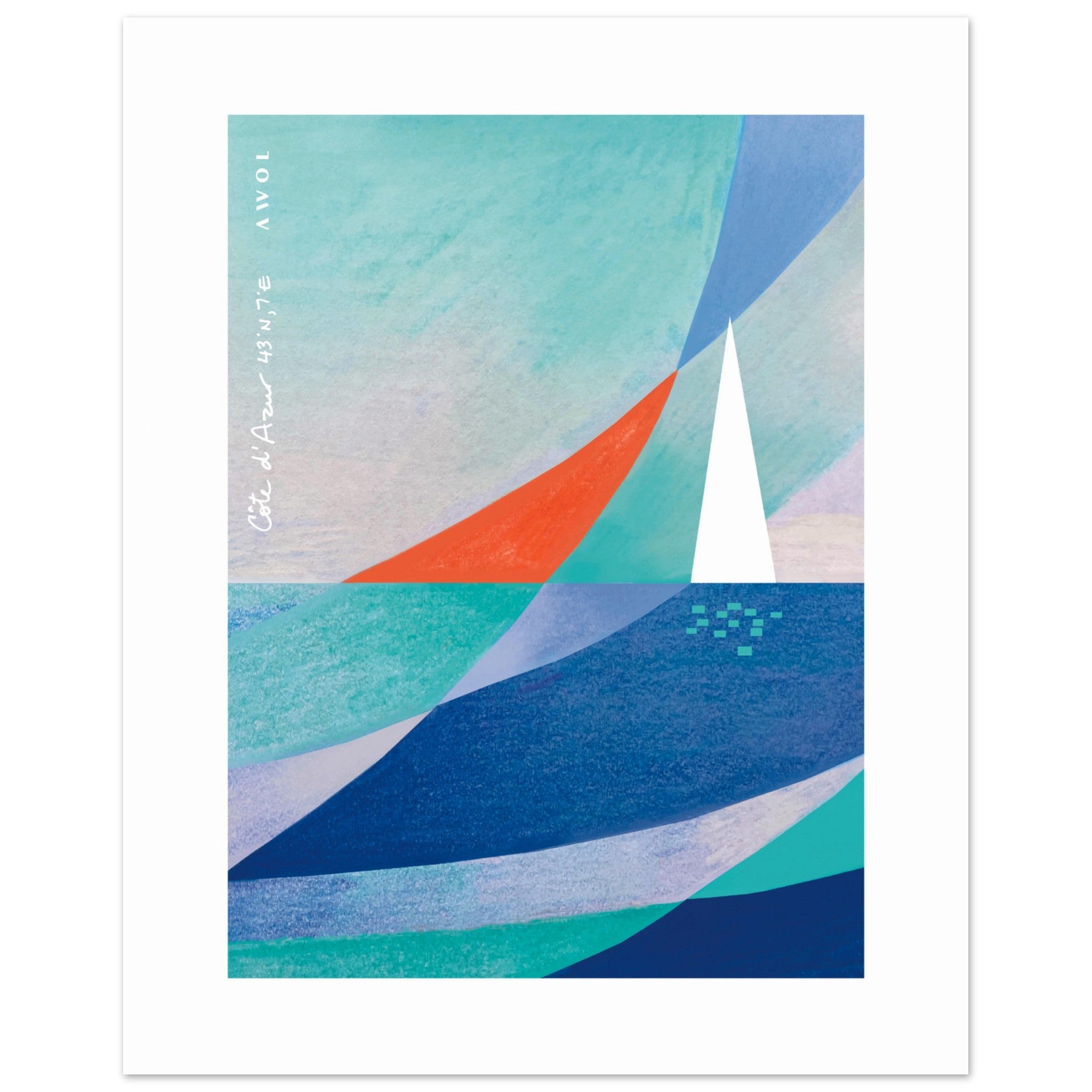 Sailing On Windy Seas, Abstract Sea Wall Art With Sailboat On The Med: Aluminum Print