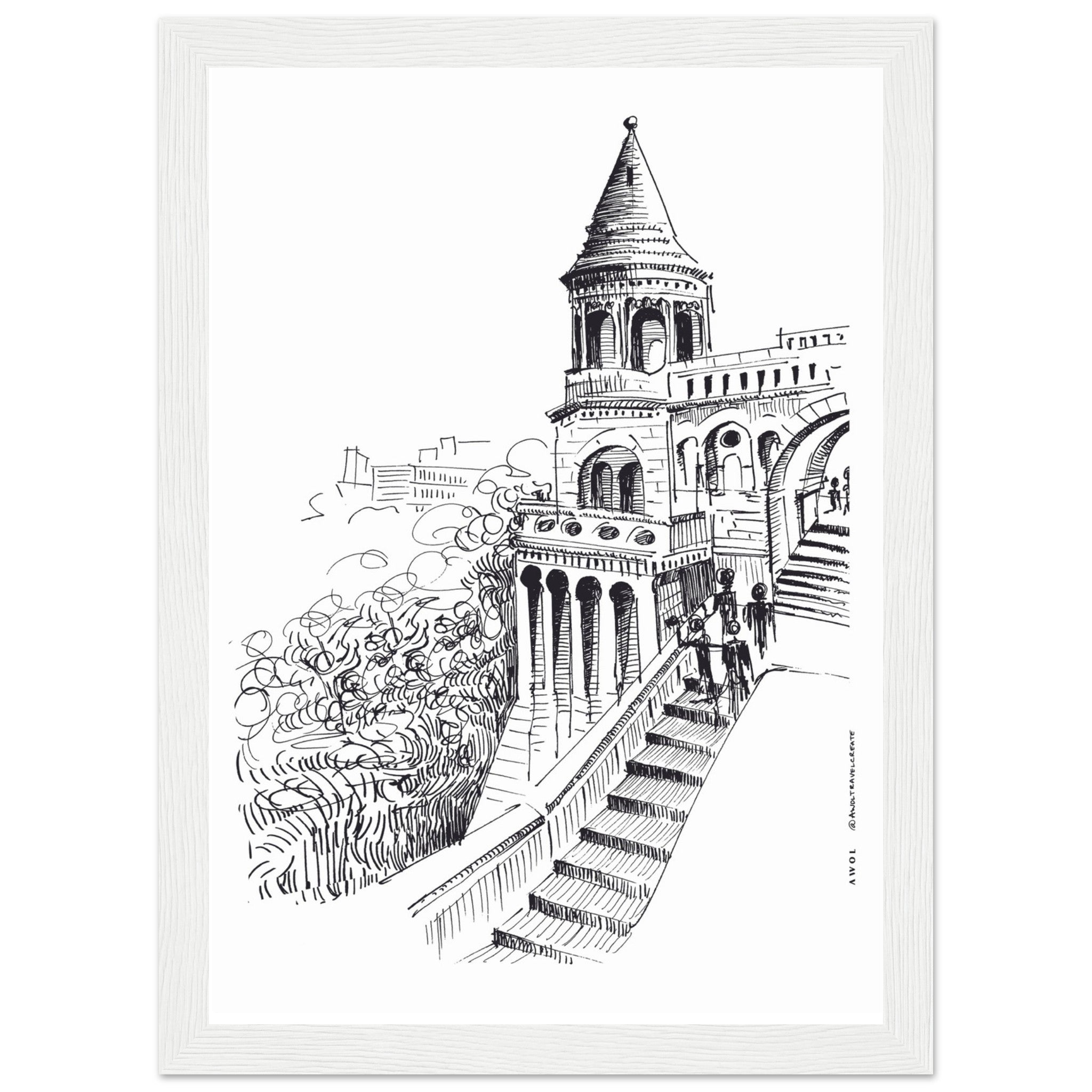 Castle In Budapest Art Print: Hungary Landscape, Wooden Framed Print