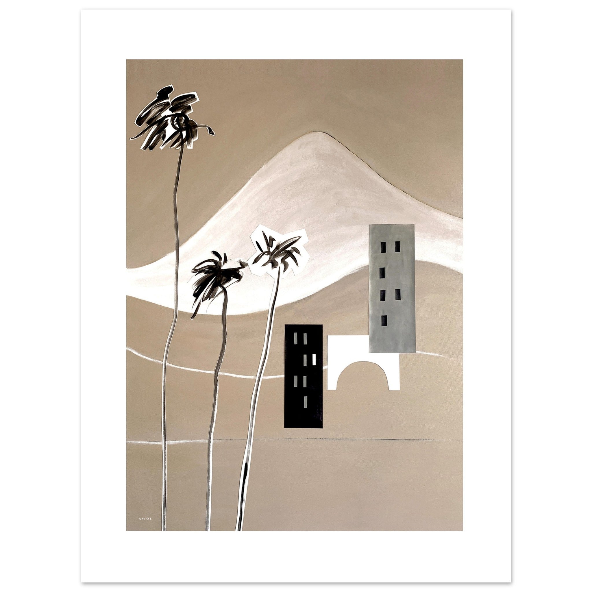 Mountains and Palm Trees, Mediterranean Wall Art: Poster Print