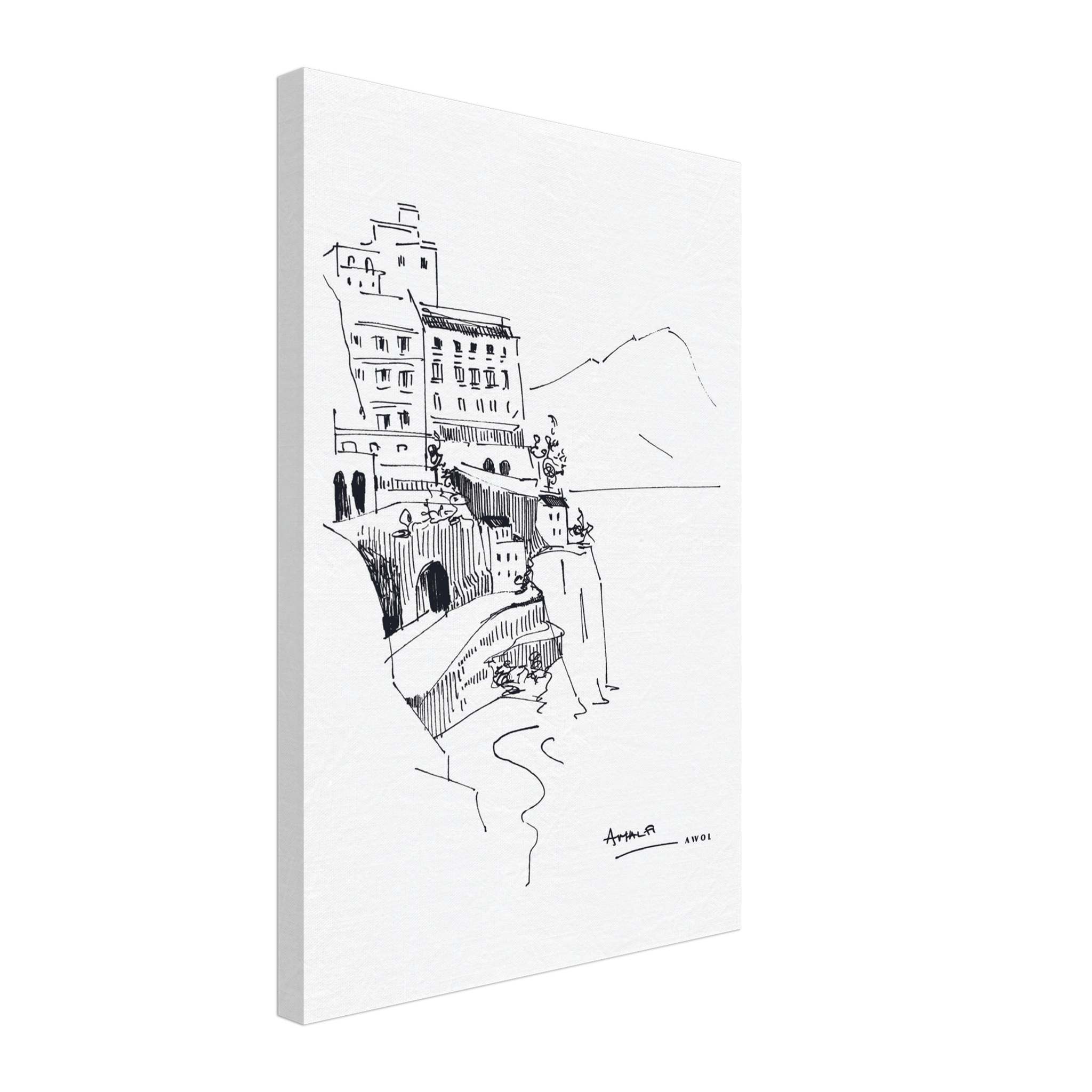 Small Towns And Villas On The Amalfi Coast, Italy Art Print On Canvas