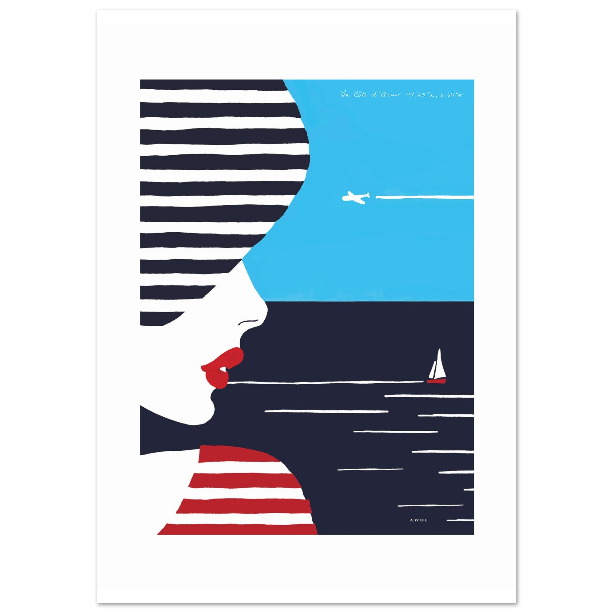 Colourful Beach Portrait Of A Woman By The Sea: French Riviera Poster