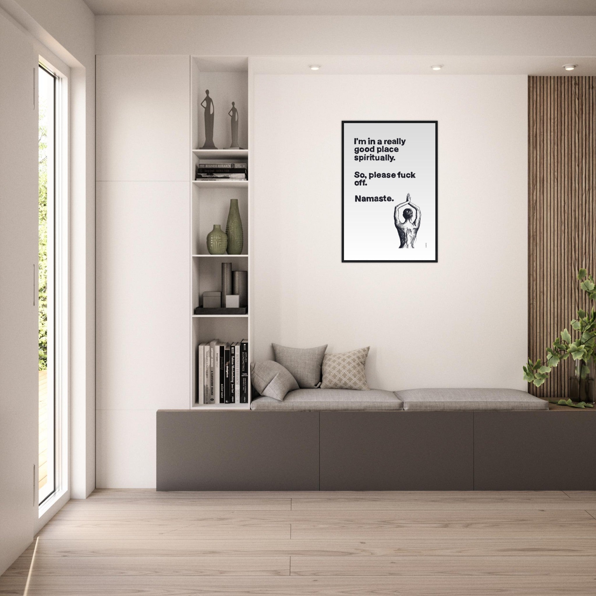 I'm In a Good Place, Please Fuck Off, Meditation Wall Art: Framed Yoga Art Print