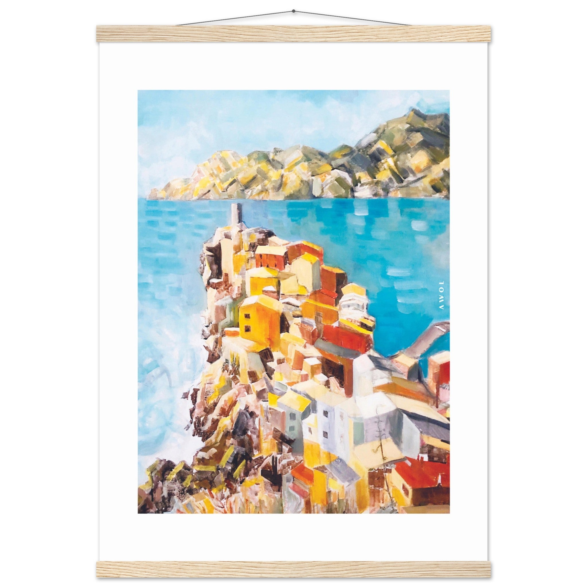 Italy Scenery Art Print: Colourful Towns Of Amalfi And Liguria: Poster Print With Hanger