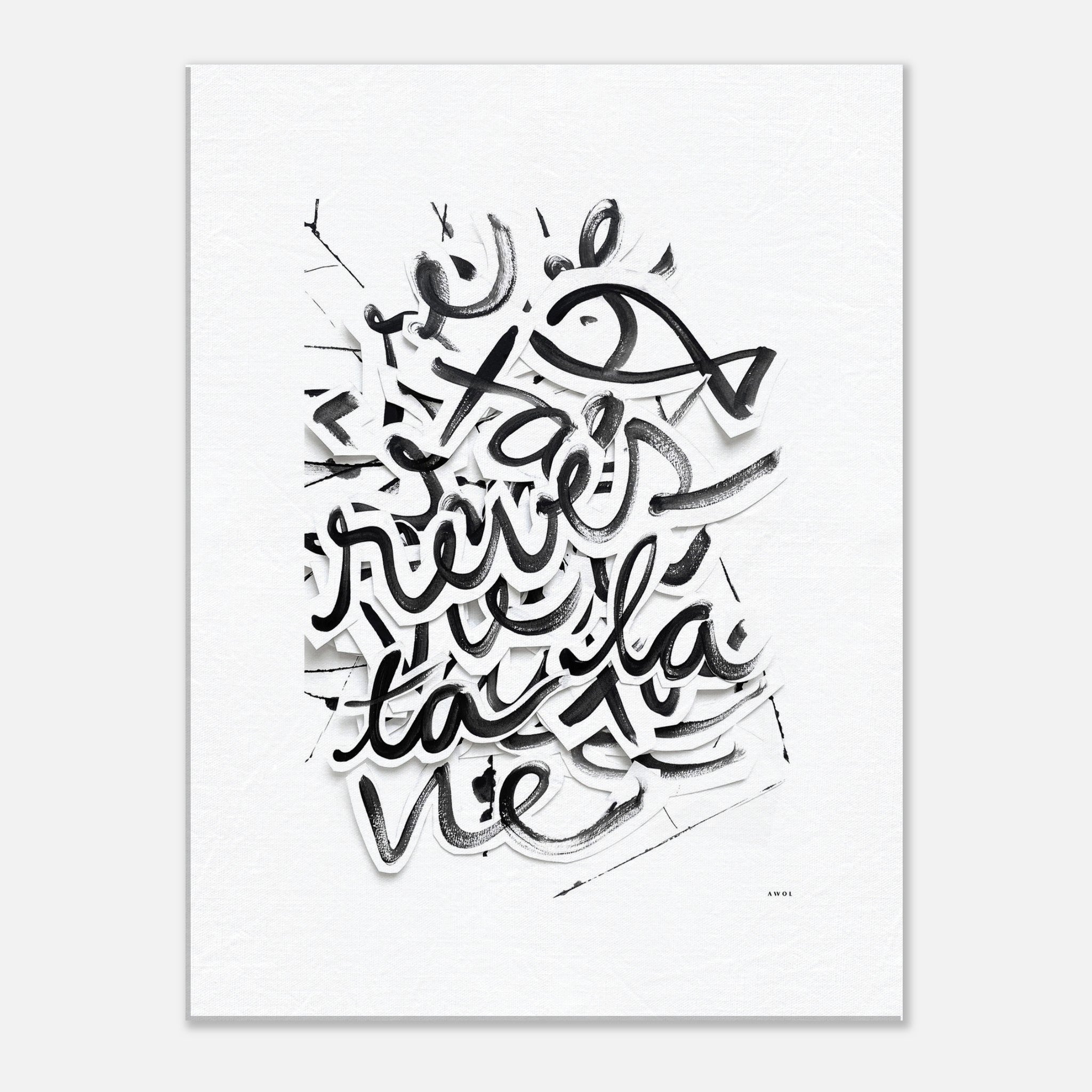 "Life Dreams" Inspirational Life Quote On Canvas, Modern Typographic Art, Black and White Canvas Art Print