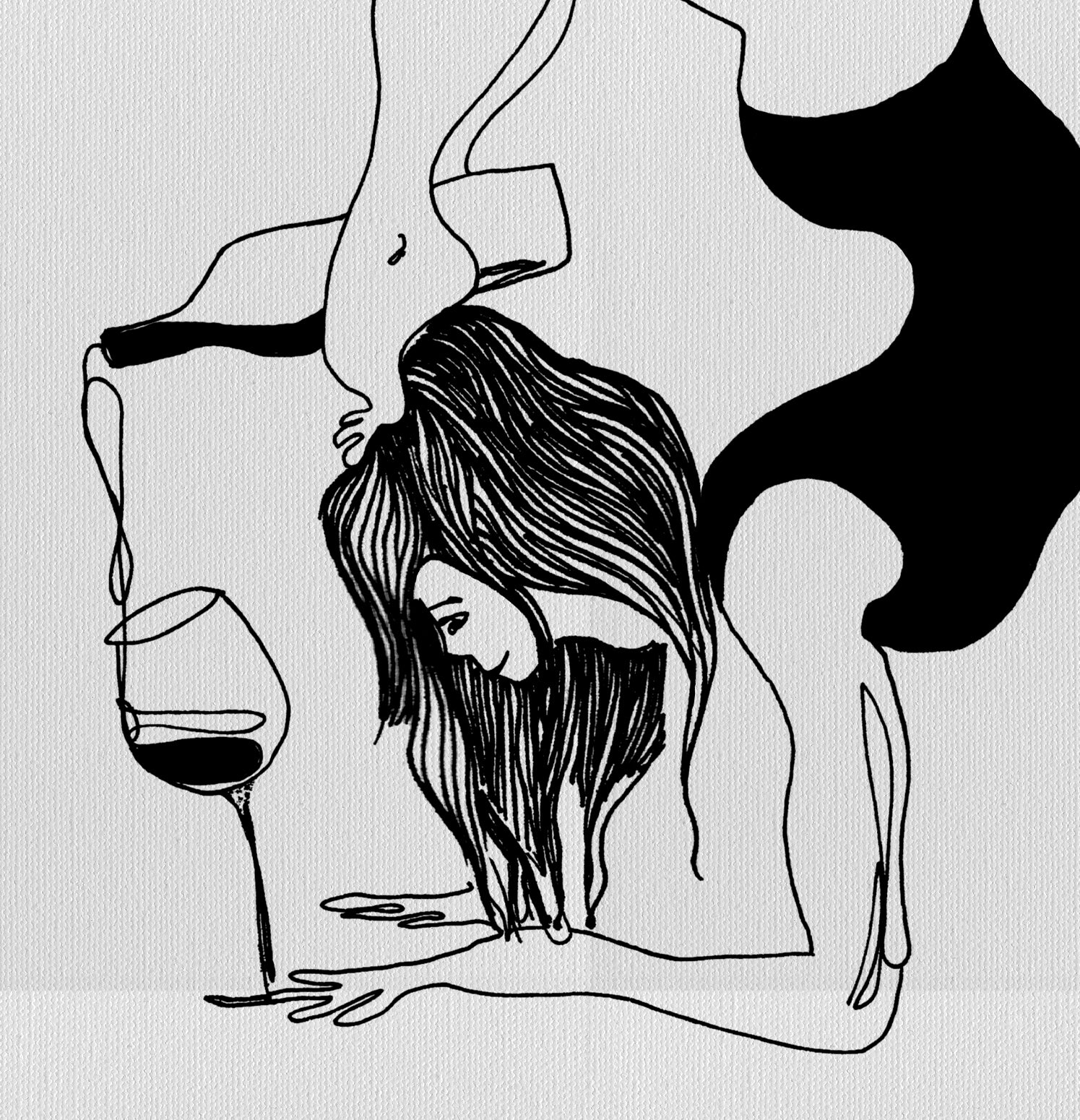 Life Is All About Balance: Modern Yoga Art, Quote and Wine, Art Print On Canvas